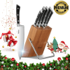 Kitchen Knife Set, 6-Piece Knife Set with Wooden Block, Super Sharp, Handle High Carbon Stainless Steel Cutlery Knife Block Set, Dishwasher Safe, Pari