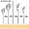 Bestdin Silverware Set, 60 Pieces Stainless Steel Flatware Set for 12, Include Fork Knife Spoon Set, Mirror Polished, Dishwasher Safe, Cutlery Set for