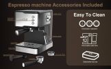 Geek Chef Espresso Machine;  Espresso and Cappuccino latte Maker 20 Bar Pump Coffee Machine Compatible with ESE POD capsules filter;  950W;  1.5L Wate